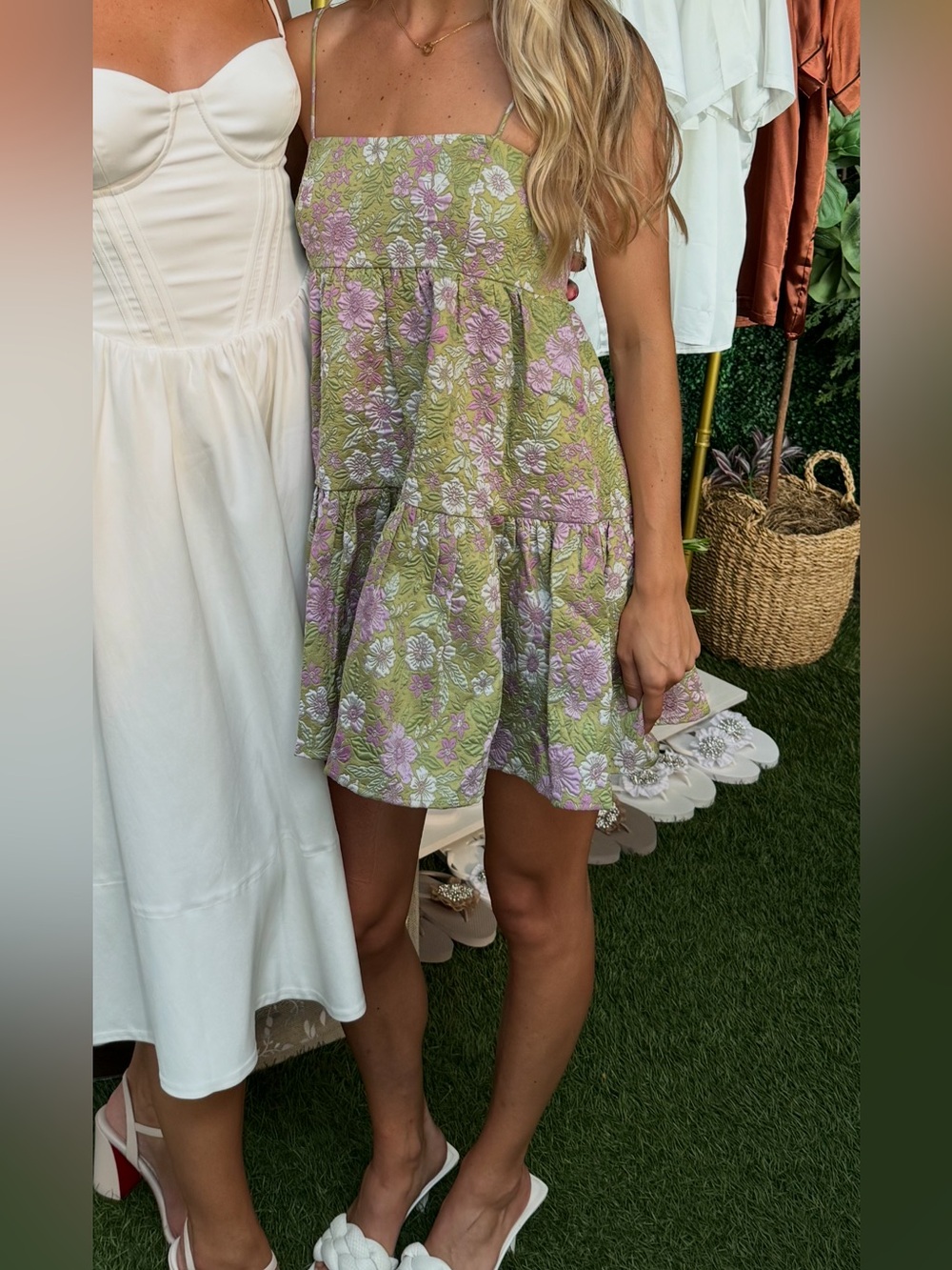 Floral Tiered Sundress in Lime & Pink